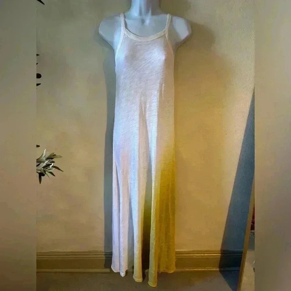 OMBRÉ SLUB JERSEY MAXI DRESS IN SEAGRASS COMBO